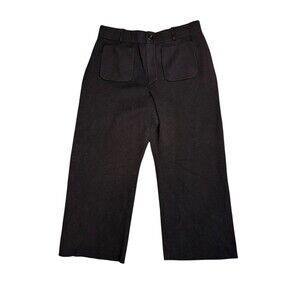 Maeve by Anthropologie The Colette Cropped Wide-Leg Knit Pants Black Size XL